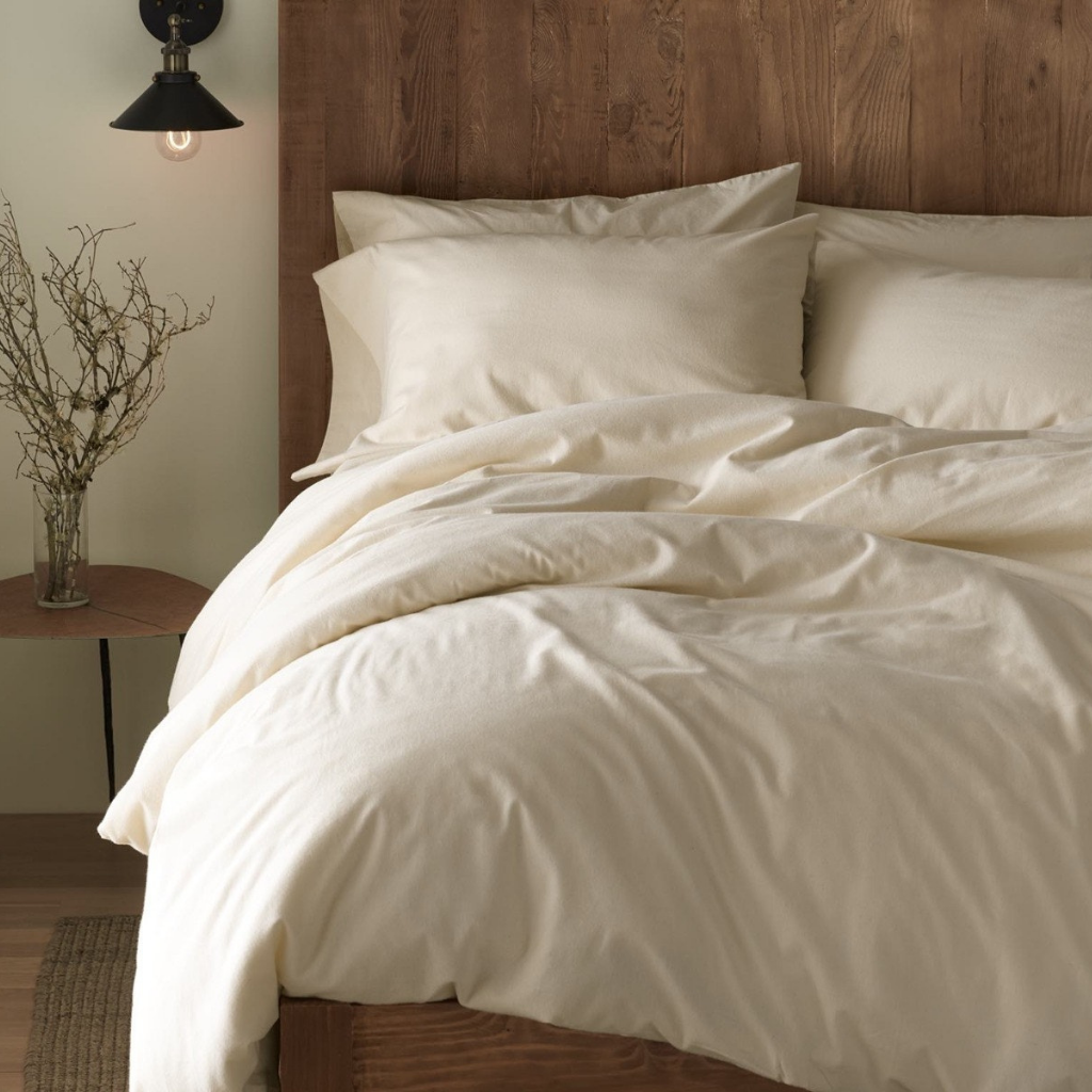 Organic Flannel Sheets on Bed